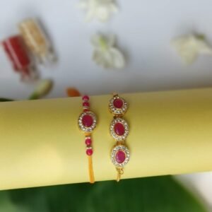 Jewelled Ruby Rakhi Set