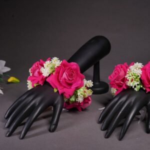 Pink Flower with White Fillers Hand Bracelet