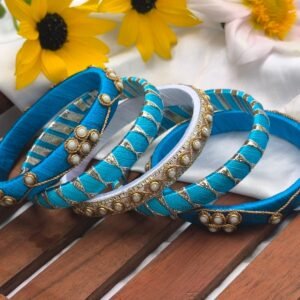 Neela Silk Thread Kundan Bangle Set (5 Pieces)