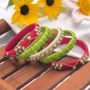 Ragini Silk Thread Kundan & Gotta Bangle Set (5 Pieces)