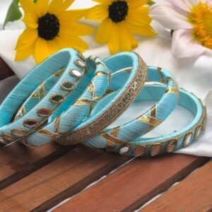 Neelanshi Silk Thread Mirror & Gotta Bangle Set (5 Pieces)