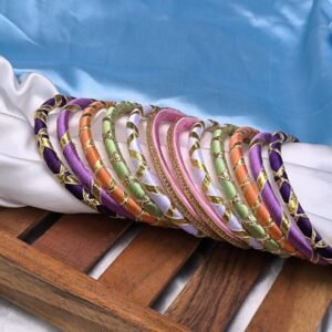 Ashwika Thin Silk Thread Bangle Set (12 Pieces)
