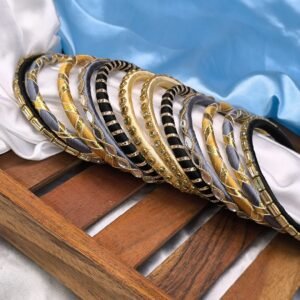 Ishani Thin Silk Thread Kundan & Gotta Bangle Set (12 Pieces)