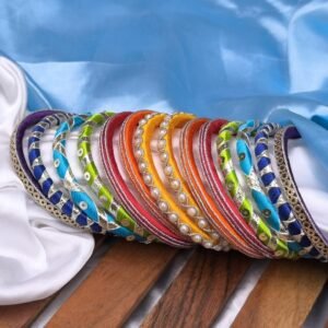 Indrani Rainbow Silk Thread Bangle Set with Mirror & Gotta Work (14 Pieces)