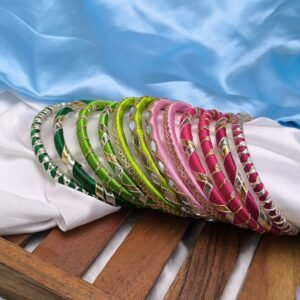 Vanya Radiant Silk Thread Mirror & Gotta Bangle Set (12 Pieces)