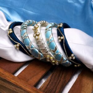 Isha Silk Thread Kundan & Gotta Bangle Set (5 Pieces)